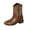 Brown, variant on Women's Embroidered Cowboy Boots, Pointed Toe Block Heel Mid Calf Boots with V-Cut and Side Zipper for Slim Look, Winter Fashion Boots