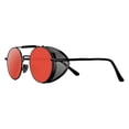 thumbnail image 1 of Retro Round Steampunk Sunglasses Side Vintage for Unisex Red Lens, 1 of 8