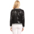 thumbnail image 2 of Veste Bomber à Paillettes à Rayures pour Femmes à Manches Longues avec Fermeture Éclair Frontale, 2 of 5