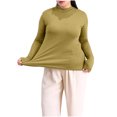 thumbnail image 1 of T-Shirt à Manches Longues Col Semi-Haut Grande Taille pour Femmes, Couche de Base en Modal, Blouse Ample Confortable et Extensible, Tenue Décontractée d'Hiver Chaude, 1 of 7