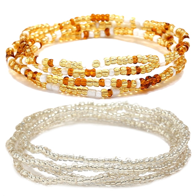 2PCS Women Waist Bead Chain Fashion Bead Body Chain Belly Chain for Beach