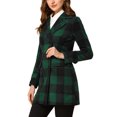 thumbnail image 4 of INSPIRE CHIC Manteau à Carreaux à Double Boutonnage à Manches Longues avec Revers Cranté pour Femmes Vert, 4 of 8