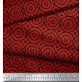 thumbnail image 3 of Soimoi Red polyester Crepe Fabric Circle Art Geometric Printed Craft Fabric by the Yard 52 Inch Wide, 3 of 5
