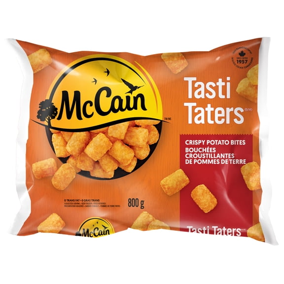 Bouchées de pommes de terre Tasti Tatersᴹᴰ McCainᴹᴰ, Fabriqué au Canada à partir d'ingrédients canadiens et importés 800g