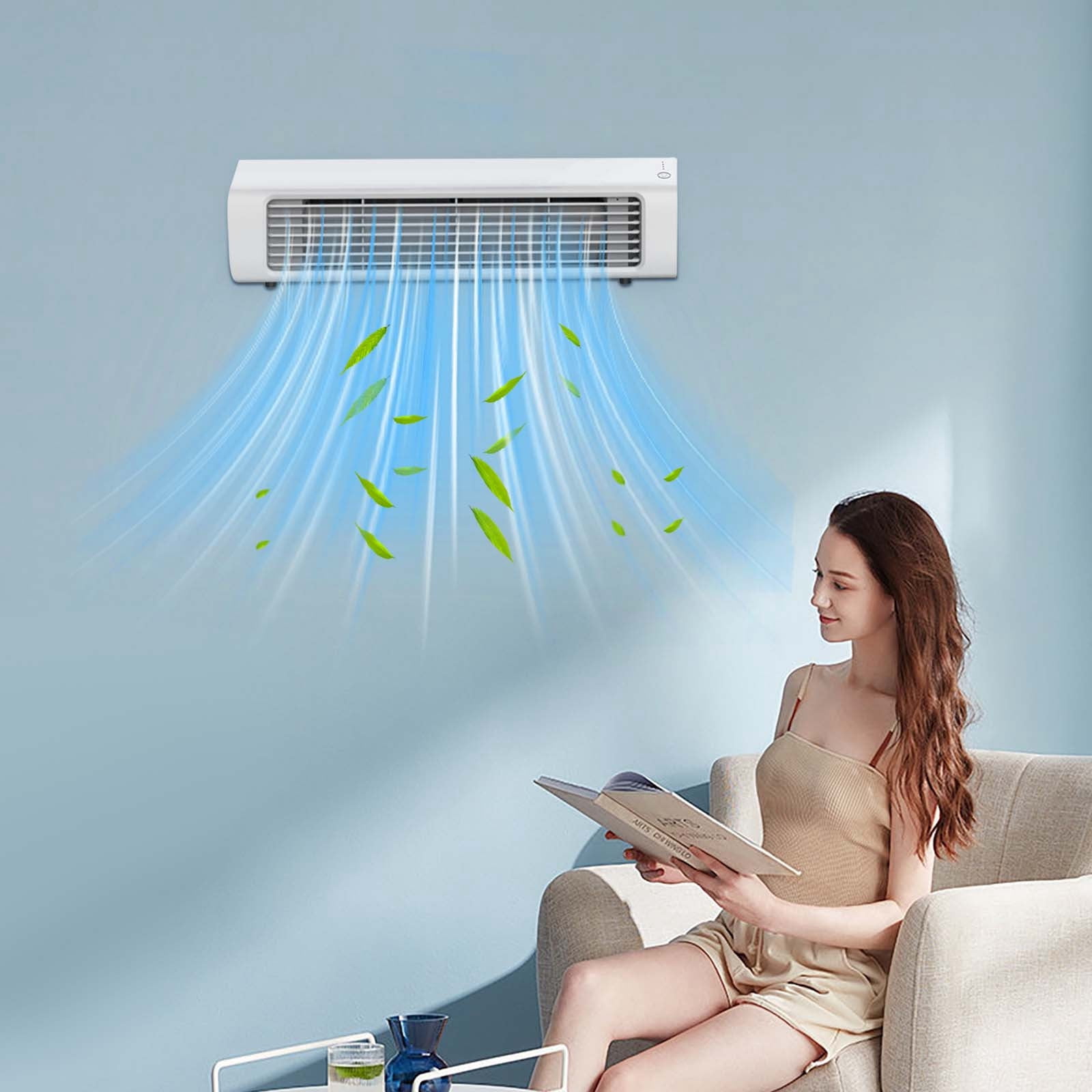 Portable Wall Mounted Airs Conditioners, No Drilling Kitchen Wall Air Conditioner Fan, 2025 New USB Charging Air Conditioner, Wall Mounted Fan, for Kitchen, Bedroom, Office (Charging Version)