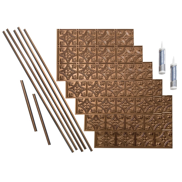 Fasade Traditional Style 1 Decorative Vinyl Backsplash Kit 15 sq ft Oil Rubbed Bronze