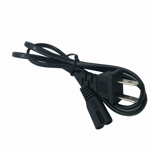 US 2-Prong Port AC Power Cord for Sony Playstation 4 PS4 PS2 PS3, 100cm length. Black cable with a durable design, featuring a 2-prong plug and connector. Compatible with multiple PS models, ideal for connecting AC adapters to outlets or devices. Certified for voltage stability and safety.