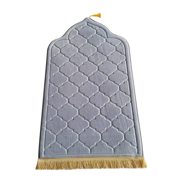 Portable Foldable Prayer Mat with Embossed Knee Design, Non-Slip Flannel Travel Rug for Home Office Mosque