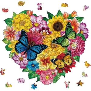200Pcs Big Love Butterfly Puzzles en bois pour adultes 12.99x11.22inch Fleurs Puzzle en bois de couleur pour l'anniversaire