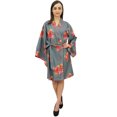 thumbnail image 4 of Bimba Robe Kimono Jaune à Manches Longues pour Femme avec Ceinture, Cache-Maillot de Mariée Enveloppant - 14, 4 of 5
