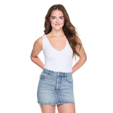 No Boundaries Women's Deep V-Neck Bodysuit