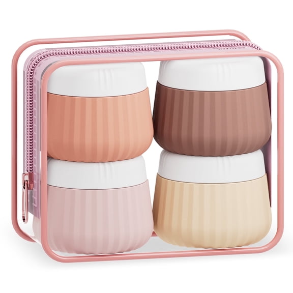 Mrsdry Travel Containers for Toiletries 4 Pack, TSA Approved Travel Size Toiletries, Travel Size Containers, With Clear Bag Leak Proof Silicone Jars, Travel Essentials Creams Jars Carrying Small Item
