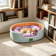 Lisbinx All-Season Dog Bed Pet Bed Pad with Removable Washable Cover, Thick Cushion Support, Multicolor Cloth for Small Dogs & Cats, 30 x 40 cm