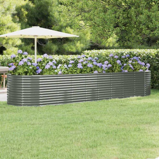 vidaXL Jardinière Surélevée de Jardin en Acier Enduit de Poudre 396x100x68 cm Gris
