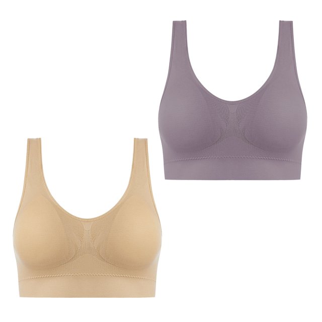AherBiu 2pc Plus Size Sports Bras for Women Large Bust High Support Padded Bralettes Seamless Workout Underwear