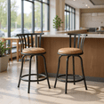 thumbnail image 1 of Homy Casa Set of 2 Adjustable Counter Height Stools with Faux Suede Seat and Hollow Back Design, 1 of 10