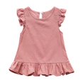 thumbnail image 1 of LLYWEY Toddler Girls Ruffle Tops, Baby Girl Linen Ruffles Hem Sleeveless T-Shirts, Kids Solid Color Keyhole Back Summer Round Neck Sleeveless Loose Casual Blouses Shirts, Style-T-12, Pinks, 6T, 1 of 9