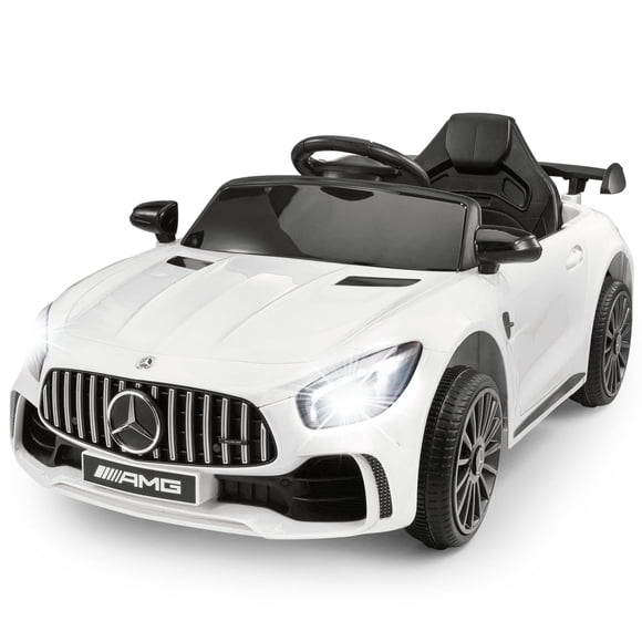 VOLTZ TOYS Voiture Électrique pour Enfants Mercedes-Benz AMG GTR 12 V sous Licence - Voiture de Sport Électrique avec Télécommande, Lumières DEL et Musique - Blanche