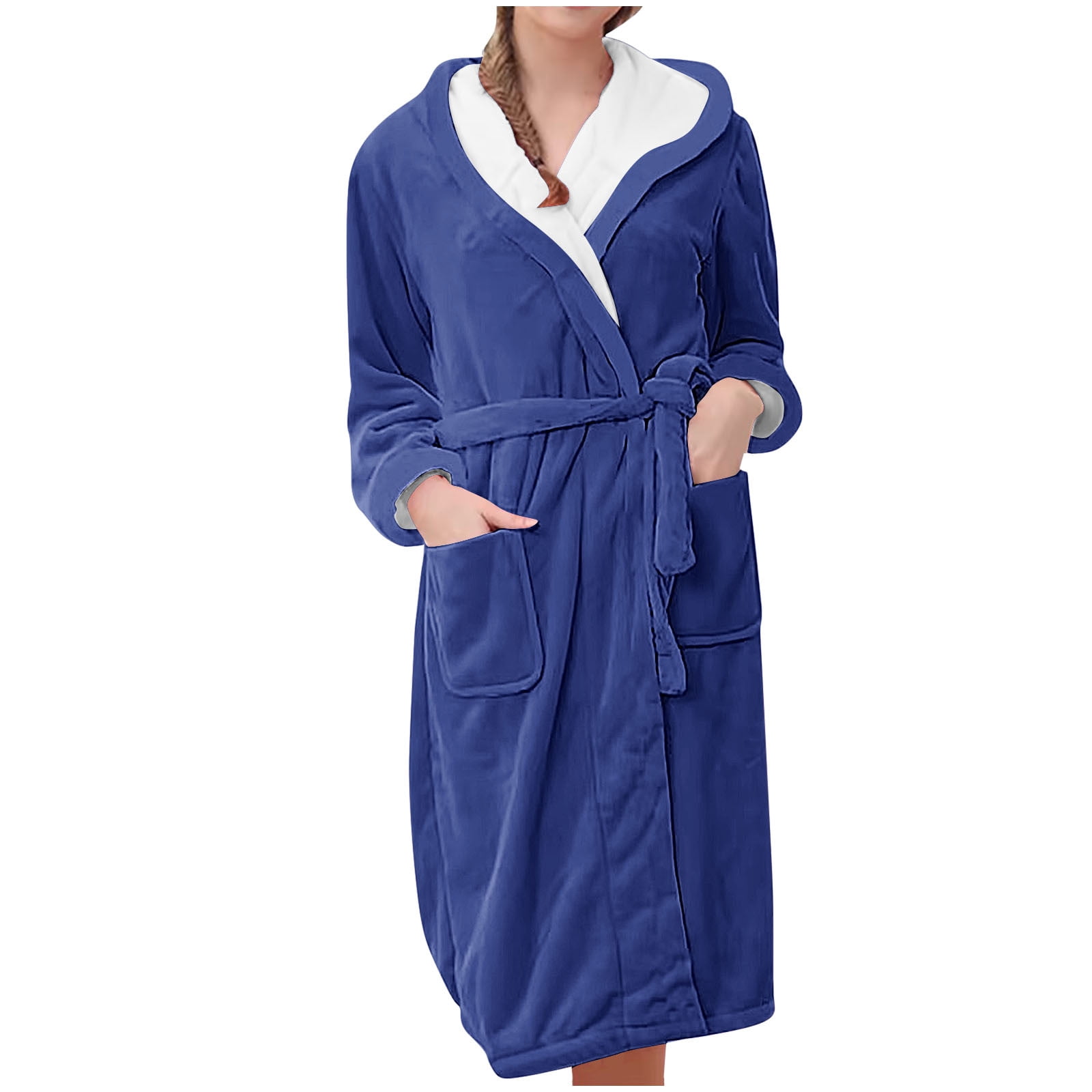 Timegard Women's Sleepwear Hooded Robe Comfy Soft Plush Bathrobe Fall Winter Warm Nightgowns with Pockets