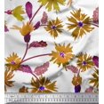 thumbnail image 1 of Soimoi Tissu Viscose Georgette Imprimé Feuilles & Aster au Mètre 42 Pouces de Large, 1 of 3