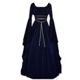 thumbnail image 4 of LOVZFMLL Costume Renaissance pour Femme Médiéval en Velours Taille Ajustée Longues Robes Manches Évasées Fluide Élégante Robe Maxi Halloween Cosplay, 4 of 4