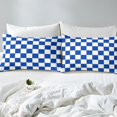 thumbnail image 4 of Erosebridal Checkered Gingham Bed Sheets Set Full Size, Blue White Bed Sheets Full, Rectangle Geometry Decor, 4 of 7