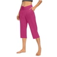 thumbnail image 1 of Plebaso Pantalons Capri pour Femmes Taille Haute Croisée Pantalons de Yoga Décontractés avec Poches, 1 of 7