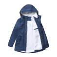 thumbnail image 2 of Innerwin Coat Hooded Ladies Outwear Drawstring Long Sleeve Buttons Jacket Navy Blue L, 2 of 5