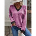 thumbnail image 3 of Haut Tricoté pour Femmes, Col en V, Manches Raglan, Confortable pour le Travail, pour les Rendez-Vous, Gris, Noir, Rouge, Bleu, Kaki, Rose Vif, Couleur Citrouille, 3 of 7