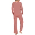 thumbnail image 5 of Tnhcen Ensemble de Pyjama 2 Pcs pour Femmes Ensemble de Détente Col Rond Manches Longues Pantalon Taille avec Poches P-3TG, 5 of 5