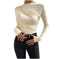 thumbnail image 1 of Timegard Going out Tops for Women Ruched Long Sleeve Slim Undershirts Basic Tee Fall Casual Comfy Tops, 1 of 9