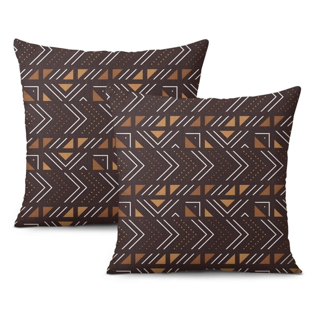 Boho Farmhouse Pillow Covers 16x16 Inch, Throw Pillow Covers Set of 2, Decorative Throw Pillows with Geometric Patterns, Square Pillow Covers for Couch, Sofa, Bed, Fall Decor