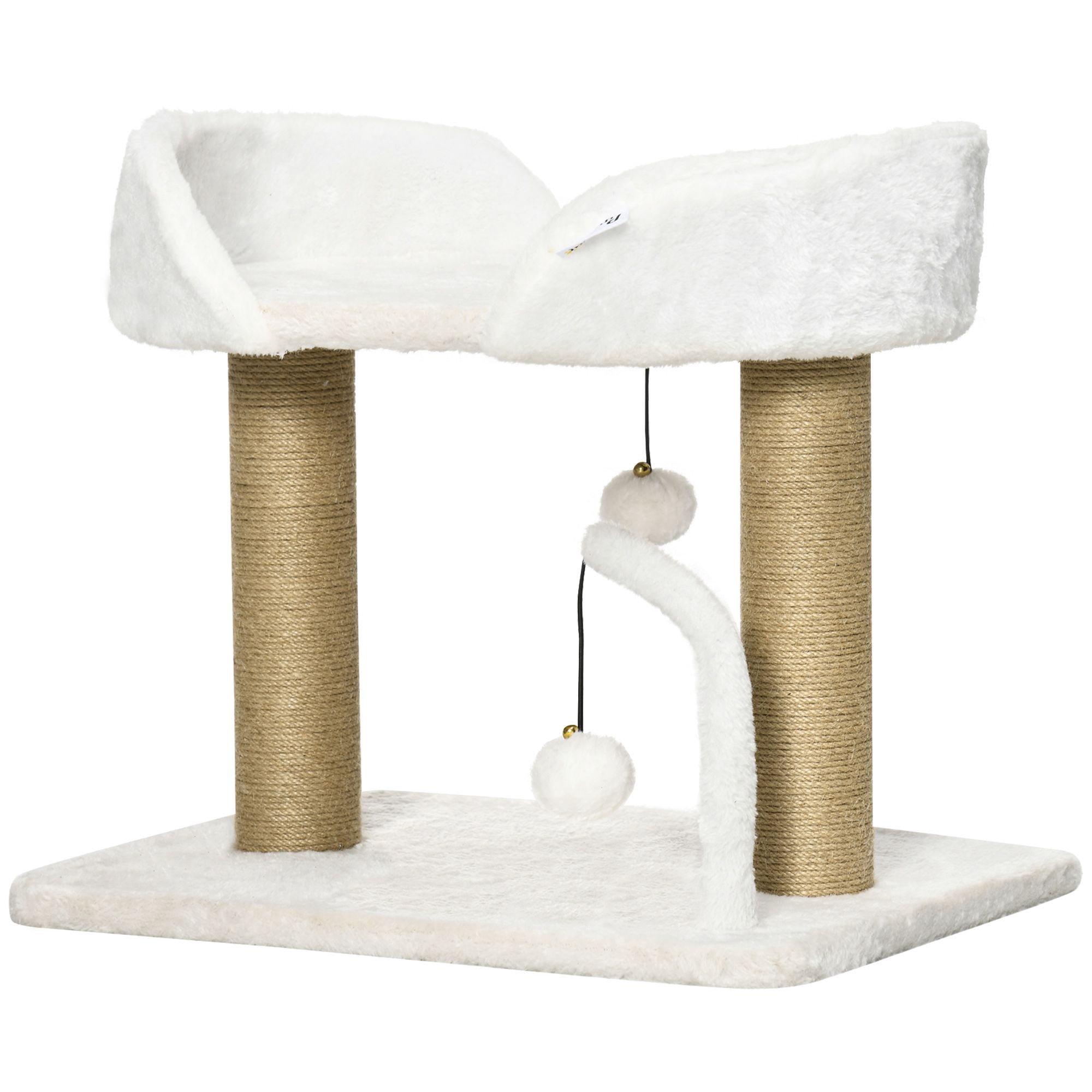 White Cat Tree Condo with Scratching Posts & Perch - Compact Indoor Cat Tower, 18.9" x 15" x 16.5" - Perfect for Living Room & Playful Cats