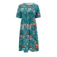 thumbnail image 4 of DPTALR Women Summer Printing Causal Round Neck Short Sleeve Vacation Pockets Dress, 4 of 5
