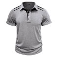 thumbnail image 4 of Styesk T Shirts for Man Fashion Solid Color Leisure Versatile Motion Button T-shirt Lapel Top, 4 of 5