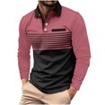 thumbnail image 2 of RXIRUCGD Hommes Décontracté Uni à Rayures à Boutons Manches Longues Col Rabattu Blouse Chemise Hauts, Rose Vif, Taille : 2TG, 2 of 5