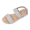 thumbnail image 2 of Gspmoly Sandales pour Femme, Mode Décontractée pour Femmes Printemps et Été Nouvelles Sandales à Couleur Unie à Bout Rond à Bout Ouvert à Talon Compensé Sandales Femmes Confortables Blanc 36, 2 of 8