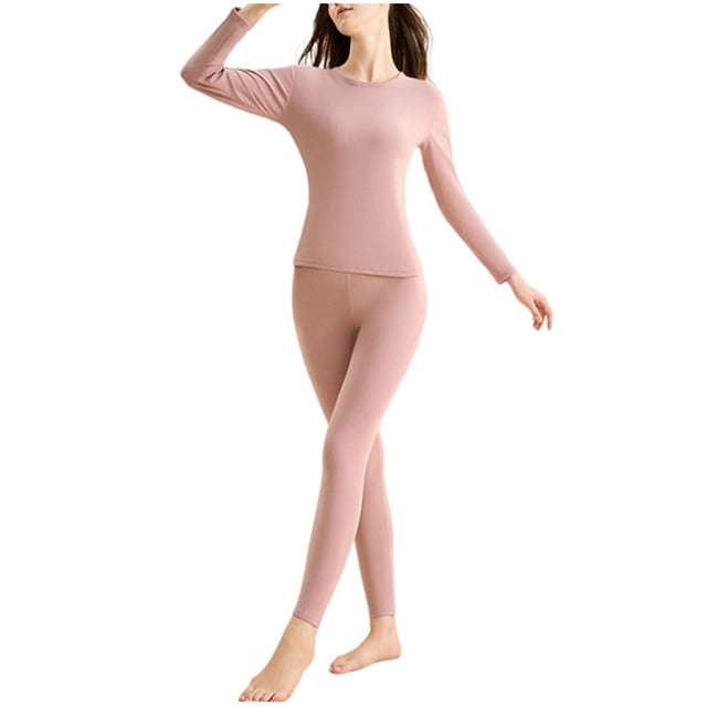 Besolor Women's Thermal Underwear Set Soft Fleece Lined Base Layer Top and Bottom Set for Cold Weather Plus Size