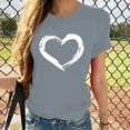 thumbnail image 2 of Babysbule Hauts pour Femmes en Liquidation Femmes Manches Courtes Col Rond Imprimé en Forme de Cœur Hauts Décontractés Blouse T-shirt, 2 of 8