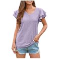 thumbnail image 1 of Birdeem Mode Femmes Été Col en V Uni Manches Courtes Aguichant Haut Blouse, 1 of 7