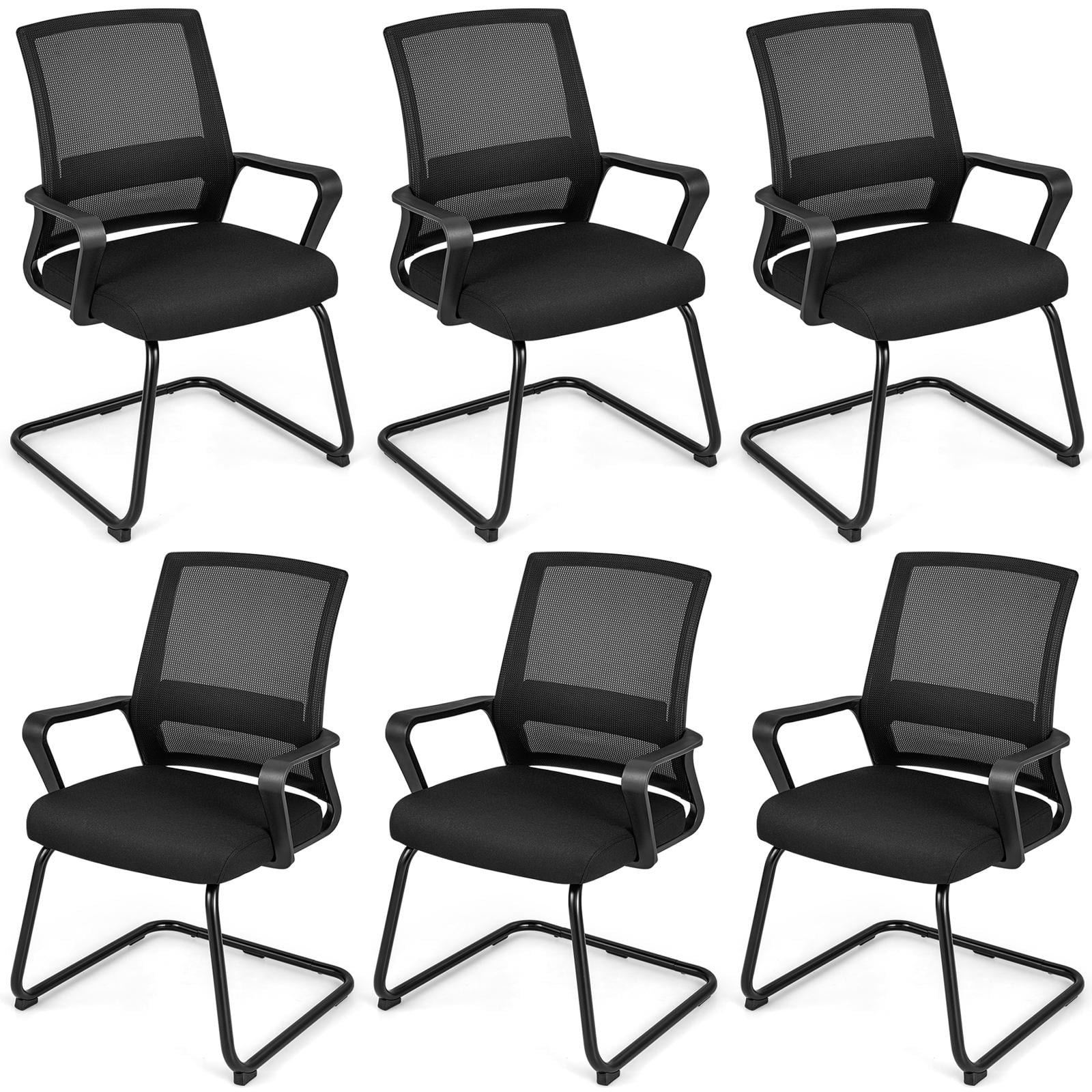 Giantex Chaise de Bureau en Maille, Chaise de Conférence Rembourrée pour Invités avec Soutien Lombaire et Dossier Ergonomique, Cadre en Métal, Base en Traîneau, Chaise de Salle de Réception, Chaise de Direction