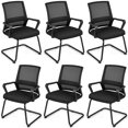 thumbnail image 1 of Giantex Chaise de Bureau en Maille, Chaise de Conférence Rembourrée pour Invités avec Soutien Lombaire et Dossier Ergonomique, Cadre en Métal, Base en Traîneau, Chaise de Salle de Réception, Chaise de Direction, 1 of 8