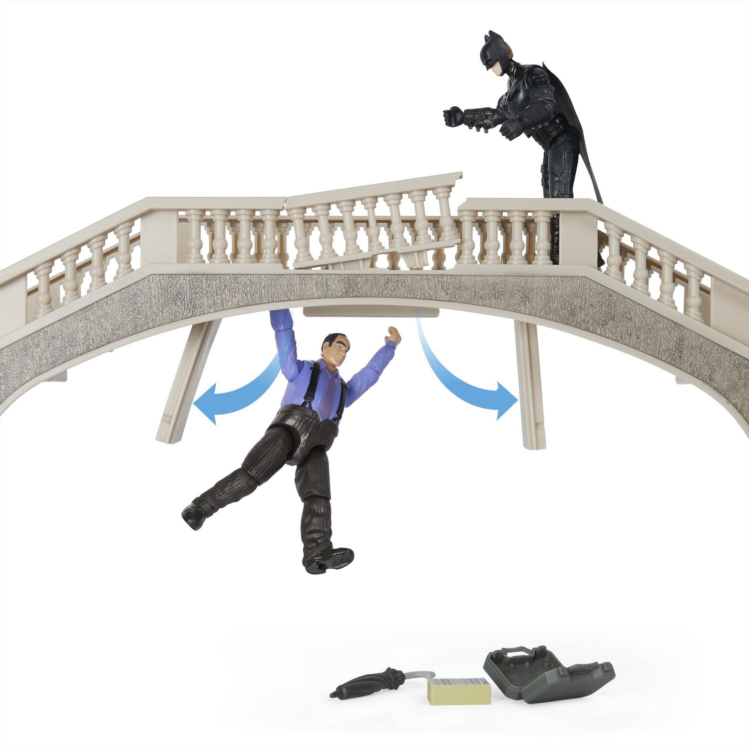 DC Comics, Batman Batcave avec figurines articulées exclusives Batman et The Penguin et Batcycle, Jouets pour enfants à collectionner du film Batman pour garçons et filles à partir de 3 ans