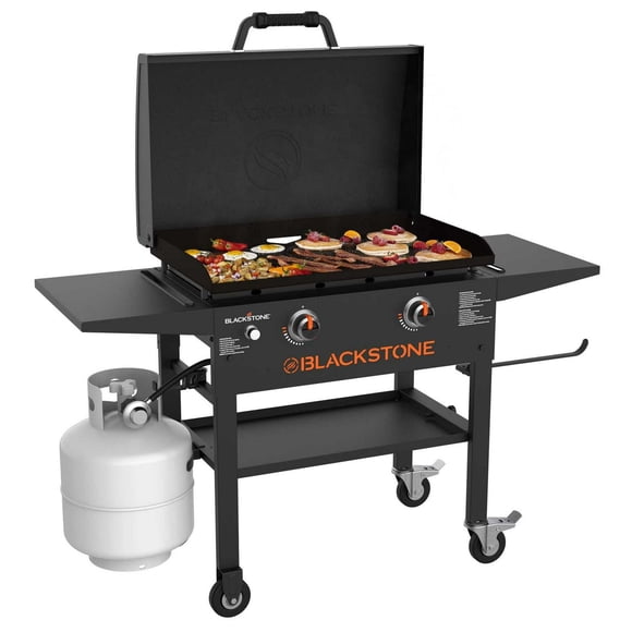 Plaque chauffante au propane Blackstone à 2 brûleurs de 28 po avec hotte et plaque chauffante Omnivore