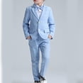 thumbnail image 1 of RXIRUCGD Ensemble Chemise Veste Pantalon Long 4 Pcs Manches Longues Col Rond (Bleu, Taille:130), 1 of 5