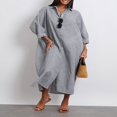thumbnail image 3 of Robe Chemise pour Femmes à Manches Longues et Col Rabattu à Rayures, 3 of 9