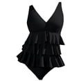 thumbnail image 5 of Duoif Maillot de Bain une Pièce pour Femme, Maillot de Bain pour Femme à Volants, Maillot Gainant Couvrant, Robe de Bain Rétro, Tenue de Bain, Maillots de Bain pour Femme, Contrôle du Ventre, Maillots de Bain pour Femme Noir P, 5 of 5