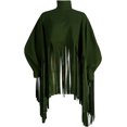 thumbnail image 4 of Haut à Franges à Col Montant à Manches Longues pour Femmes, Grande Taille, Poncho à Franges, 4 of 7