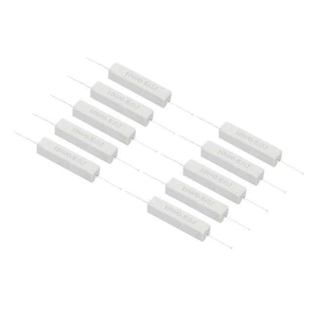 Unique Bargains 10Pcs 0.5 Ohm Resistors, 10W Ceramic Cement Resistor Power Cement Resistor Kit Tolerance 5% for Power Adapters Audio
