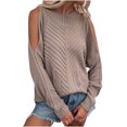 thumbnail image 2 of RKSTN Chandails pour Femmes Mode Couleur Unie Col Rond Manches Longues T-Shirt Ample Blouse Hauts Chandail Chandails d'Automne, 2 of 5